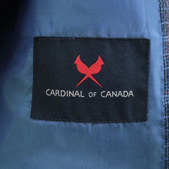 Cardinal of Canada NWT Wool Blend Sport Coat Size 40R US In Blue w/ Coral Plaid